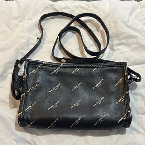 Balenciaga Logo-Embellished Black Crossbody Bag